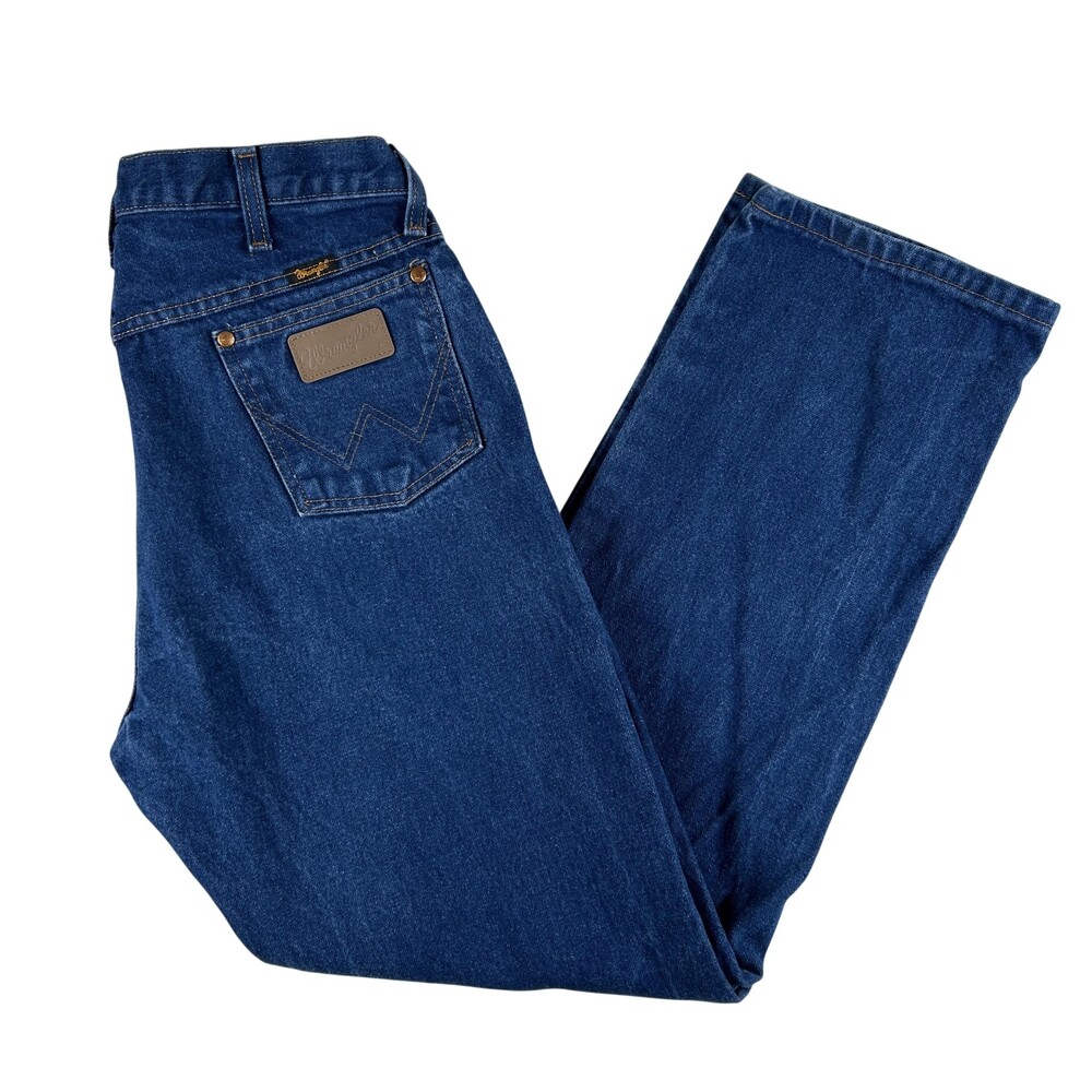 Wrangler Jeans Mens 33x32 Medium Wash Blue Straight Denim Zip Fly 1013MWZ